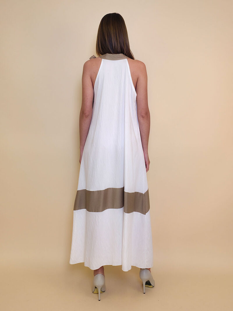Haljina 40 Rochelle - viscose UN mašna kombinacija - white/fango