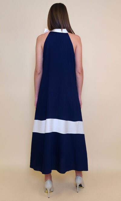 Haljina 40 Rochelle - viscose UN mašna kombinacija - navy/white