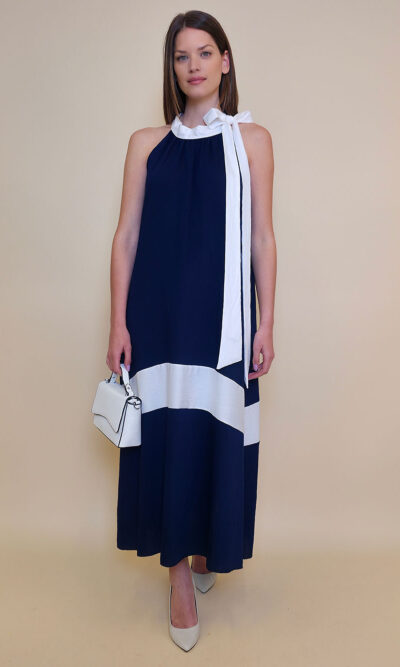 Haljina 40 Rochelle - viscose UN mašna kombinacija - navy/white