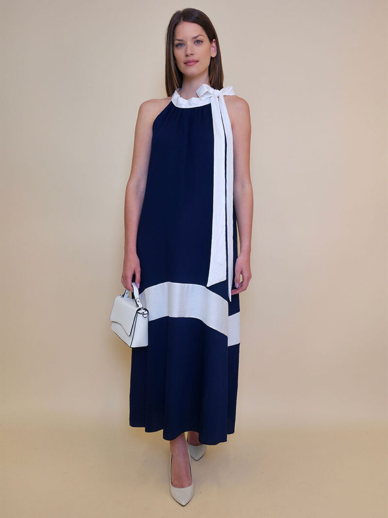 Haljina 40 Rochelle - viscose UN mašna kombinacija - navy/white