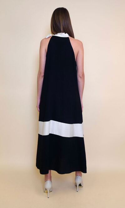Haljina 40 Rochelle - viscose UN mašna kombinacija - black/beige