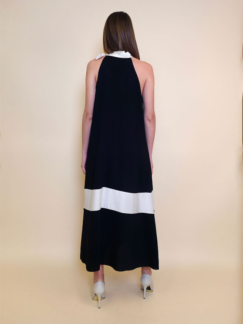 Haljina 40 Rochelle - viscose UN mašna kombinacija - black/beige