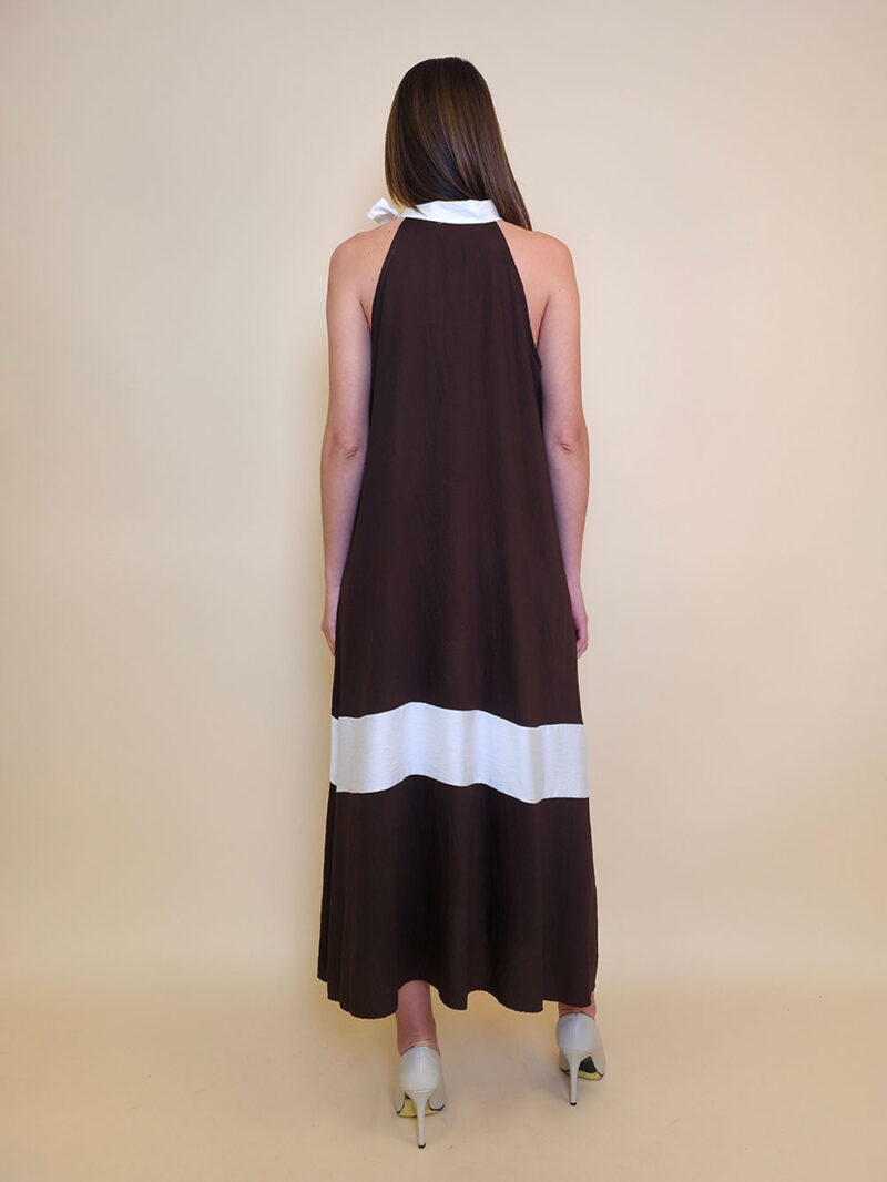 Haljina 40 Rochelle - viscose UN mašna kombinacija - brown/white