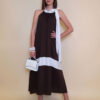 Haljina 40 Rochelle - viscose UN mašna kombinacija - brown/white