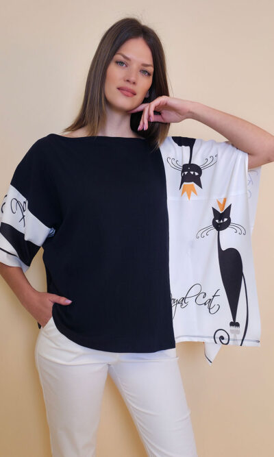 Tunika 36 Fantasy - cotton jersey UN black - Royal cat