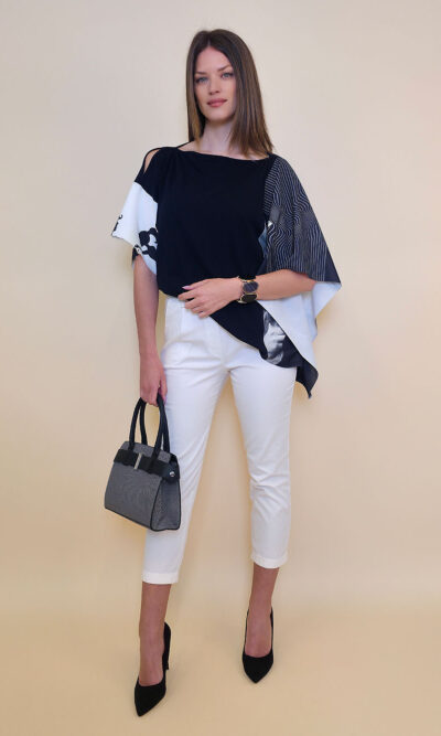 Tunika 36 Fantasy - cotton jersey UN black - M&Psić/Cat stripes