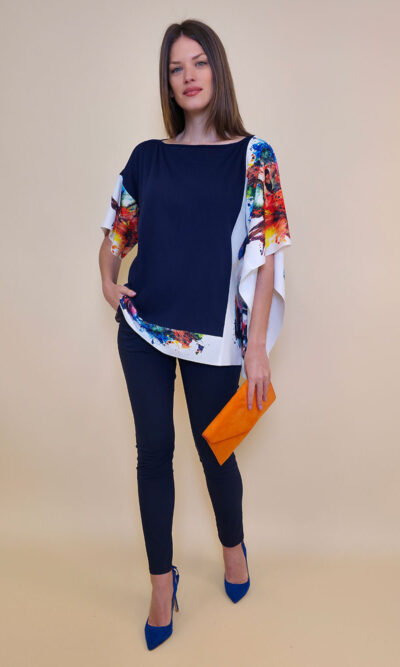 Tunika 36 Fantasy - cotton jersey UN navy - Panda/Lav