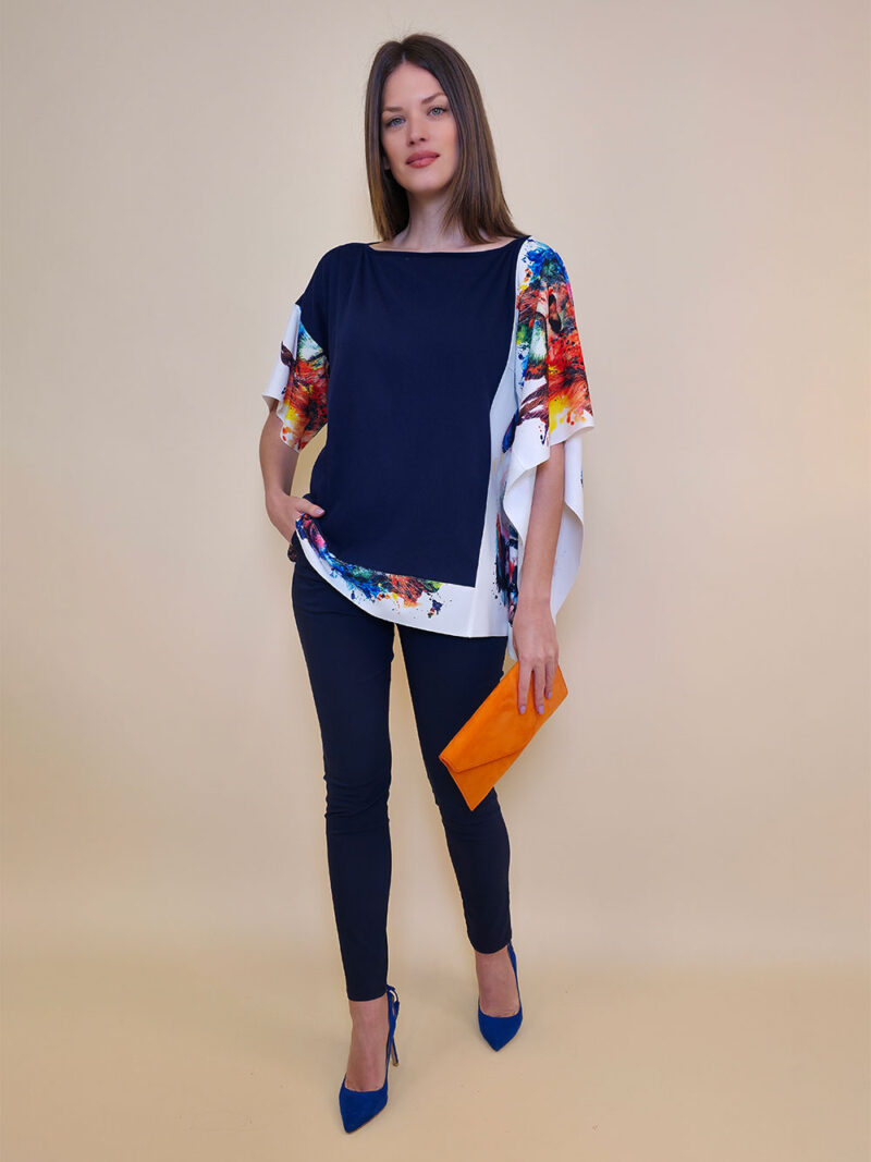 Tunika 36 Fantasy - cotton jersey UN navy - Panda/Lav