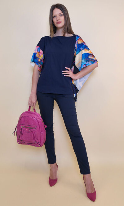 Tunika 36 Fantasy - cotton jersey UN navy - Scarlett&Rhett/Drveće Tempera