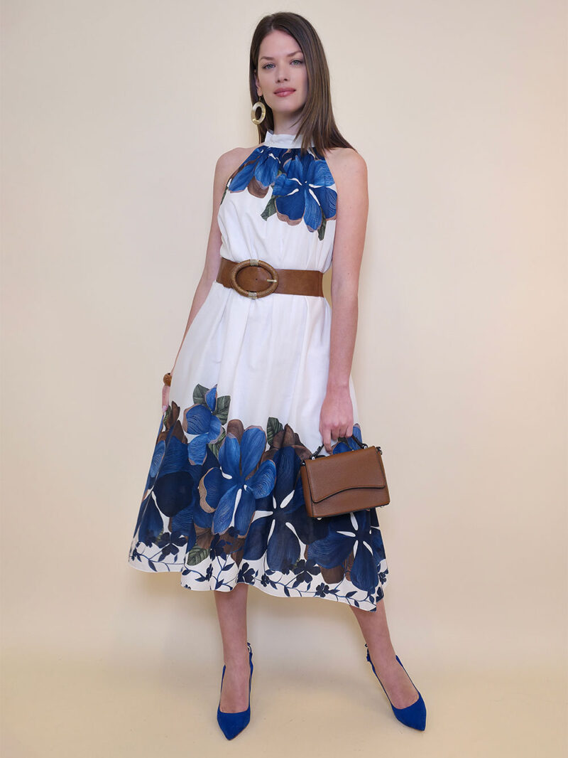 Haljina 60 Charlotte - cotton print big flower - navy