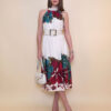 Haljina 60 Charlotte - cotton print big flower - green/red