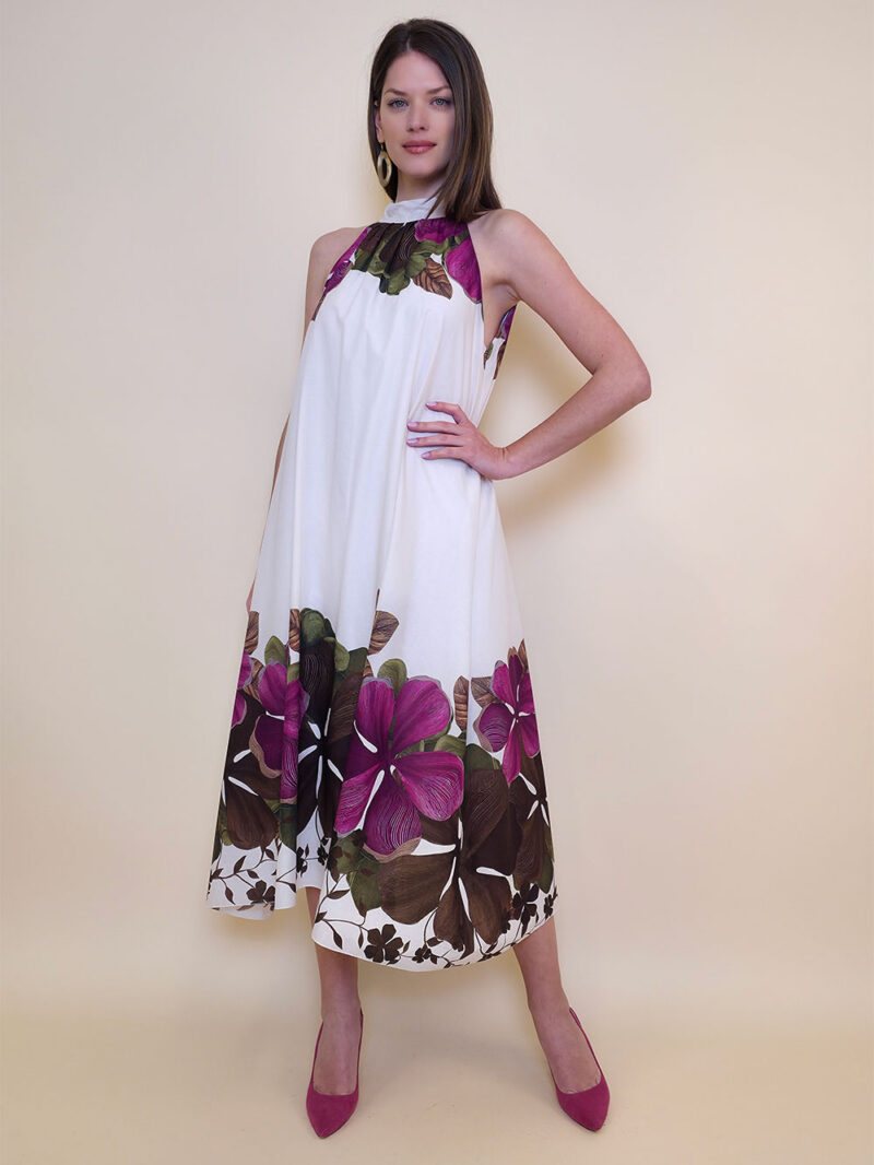 Haljina 60 Charlotte - cotton print big flower -  amarena