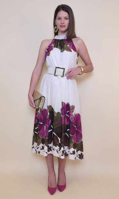 Haljina 60 Charlotte - cotton print big flower -  amarena