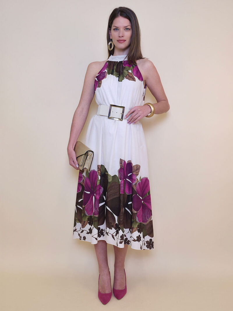 Haljina 60 Charlotte - cotton print big flower -  amarena