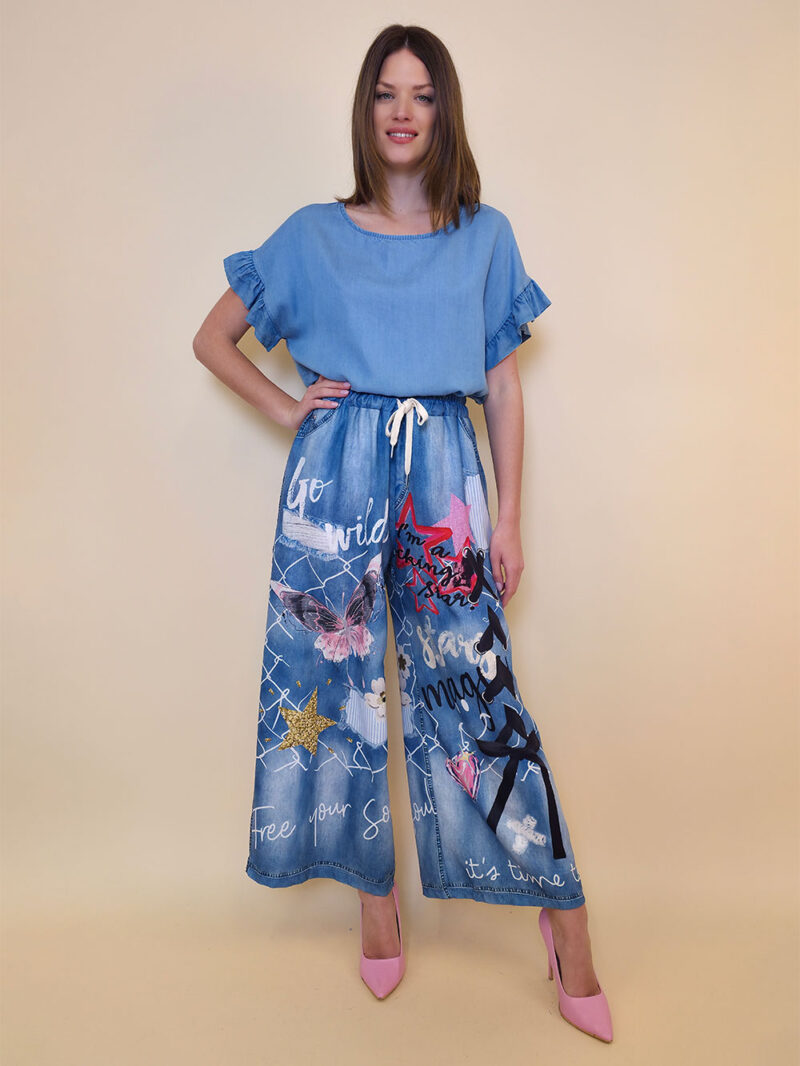Hlače 39 Pueblo - jeans Crna Vrpca Mašna