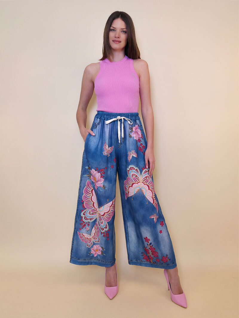 Hlače 39 Pueblo - jeans Etno Pinkish