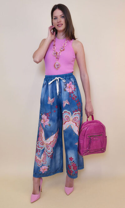Hlače 39 Pueblo - jeans Etno Pinkish