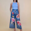 Hlače 39 Pueblo - jeans Pink Peonies