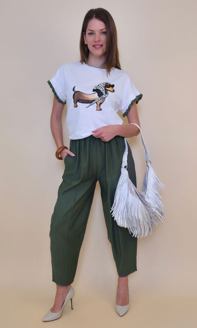 Majica 40 Fancy Doggy - cotton print - military
