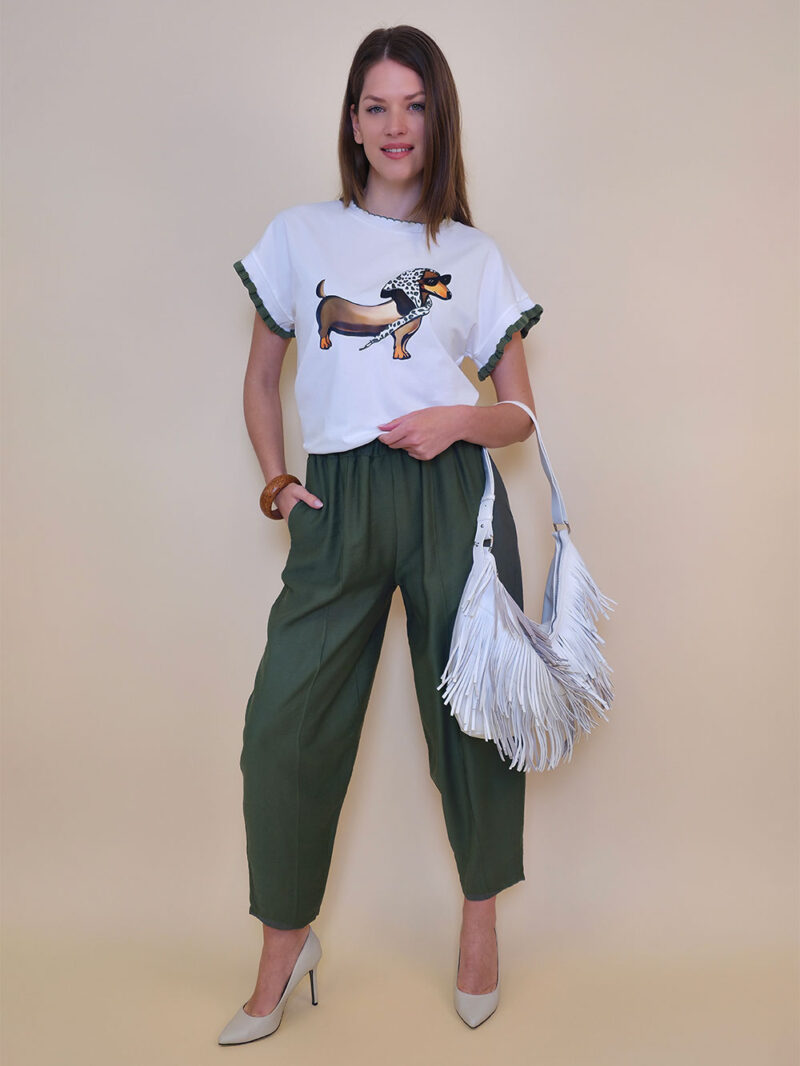 Majica 40 Fancy Doggy - cotton print - military