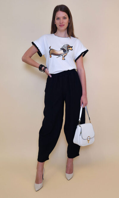 Majica 40 Fancy Doggy - cotton print - black