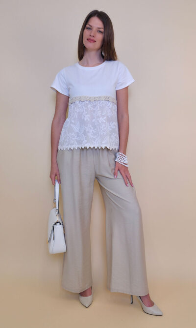 Majica 38 Menlo - cotton UN white/lace