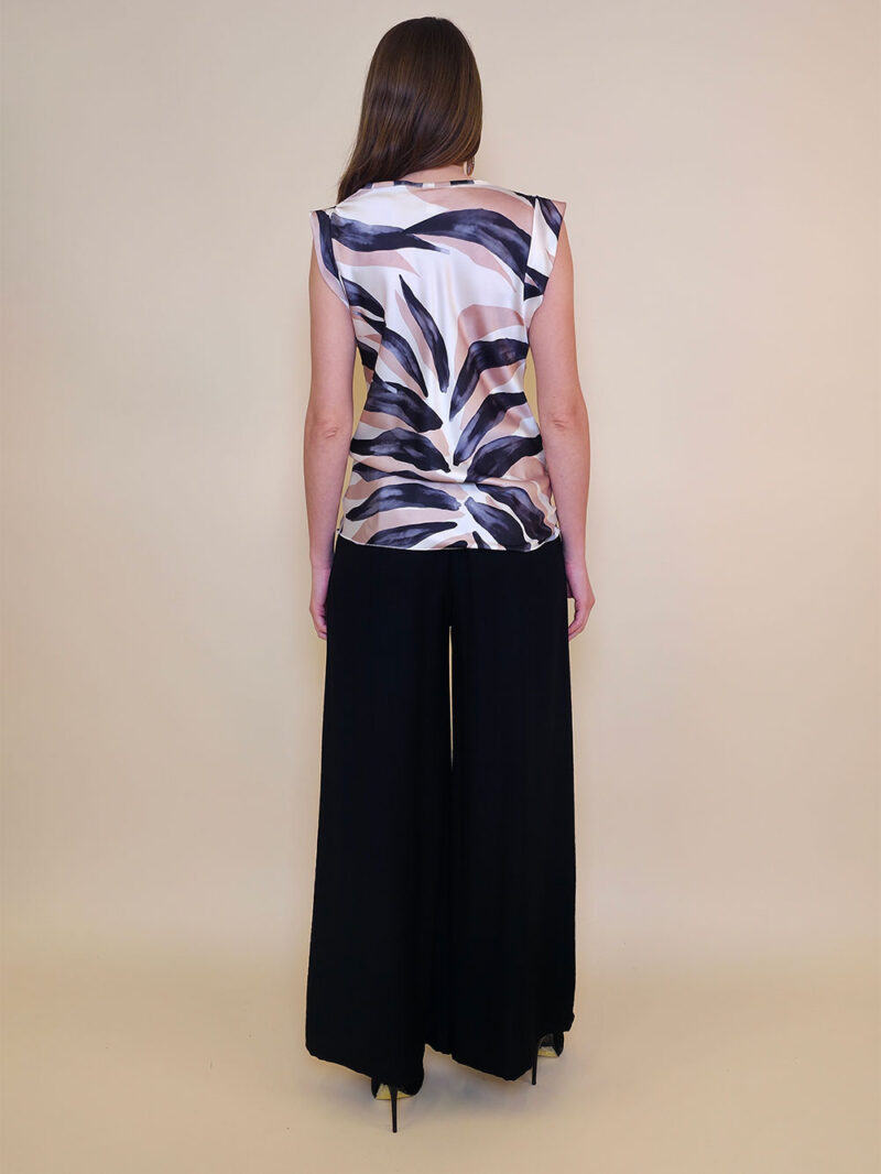 Top 28 Daisy - saten print Palm leaves - black