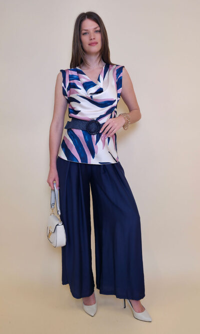 Top 28 Daisy - saten print Palm leaves - pink