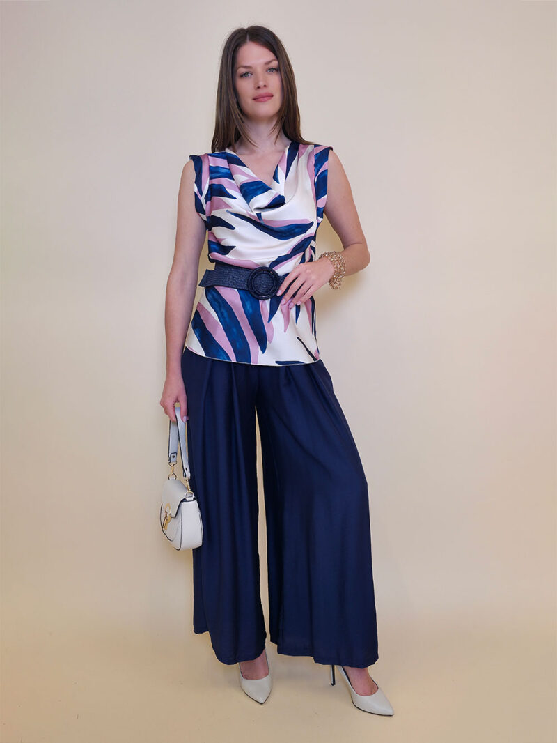 Top 28 Daisy - saten print Palm leaves - pink