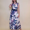 Hlače 40 Amazona - saten print Palm leaves - pink