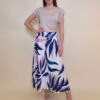 Hlače 40 Amazona - saten print Palm leaves - pink