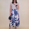 Hlače 40 Amazona - saten print Palm leaves - pink