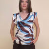 Top 28 Daisy - saten print Palm leaves - brown