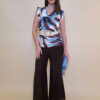 Top 28 Daisy - saten print Palm leaves - brown