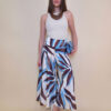 Hlače 40 Amazona - saten print Palm leaves - brown