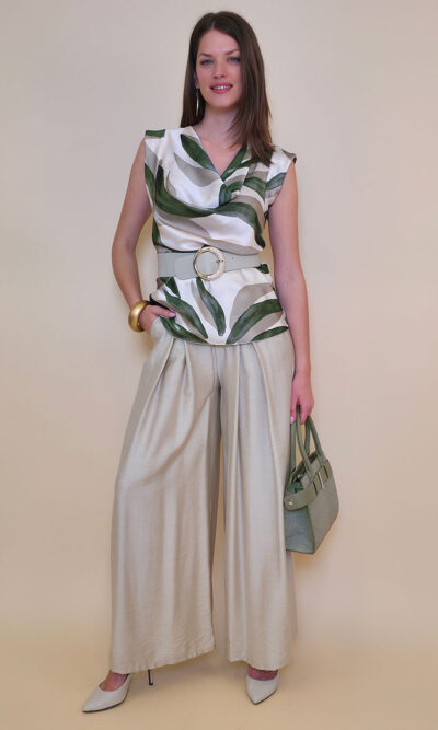 Top 28 Daisy - saten print Palm leaves - military
