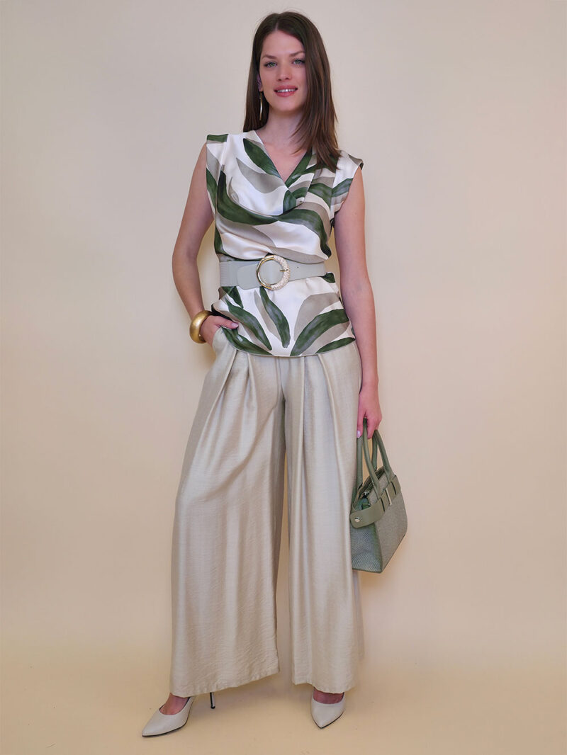 Top 28 Daisy - saten print Palm leaves - military