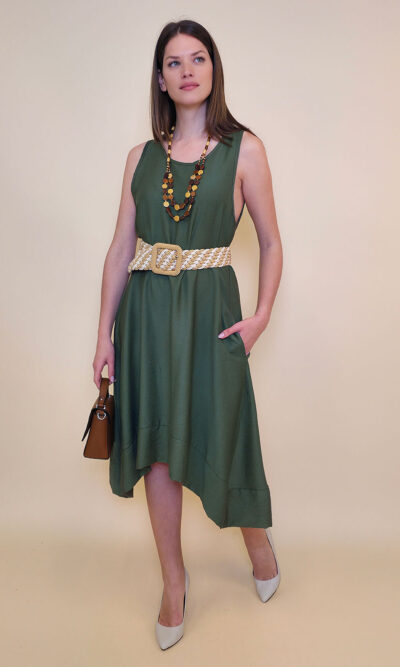 Haljina+ogrlica 32 Delta - viscose UN - military