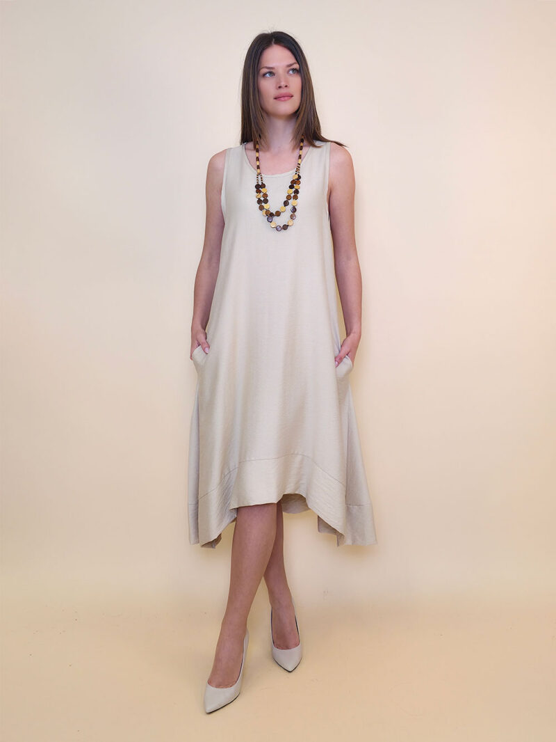 Haljina+ogrlica 32 Delta - viscose UN - beige