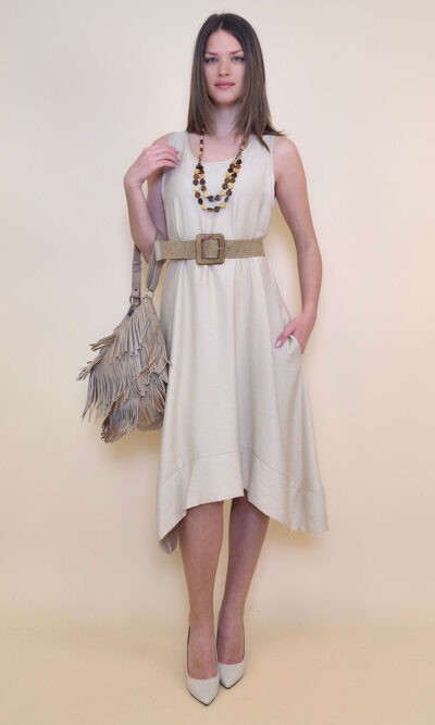 Haljina+ogrlica 32 Delta - viscose UN - beige