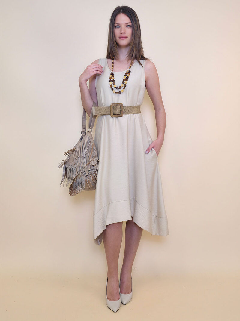 Haljina+ogrlica 32 Delta - viscose UN - beige