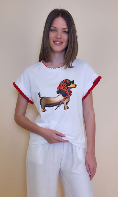Majica 40 Fancy Doggy - cotton print - red