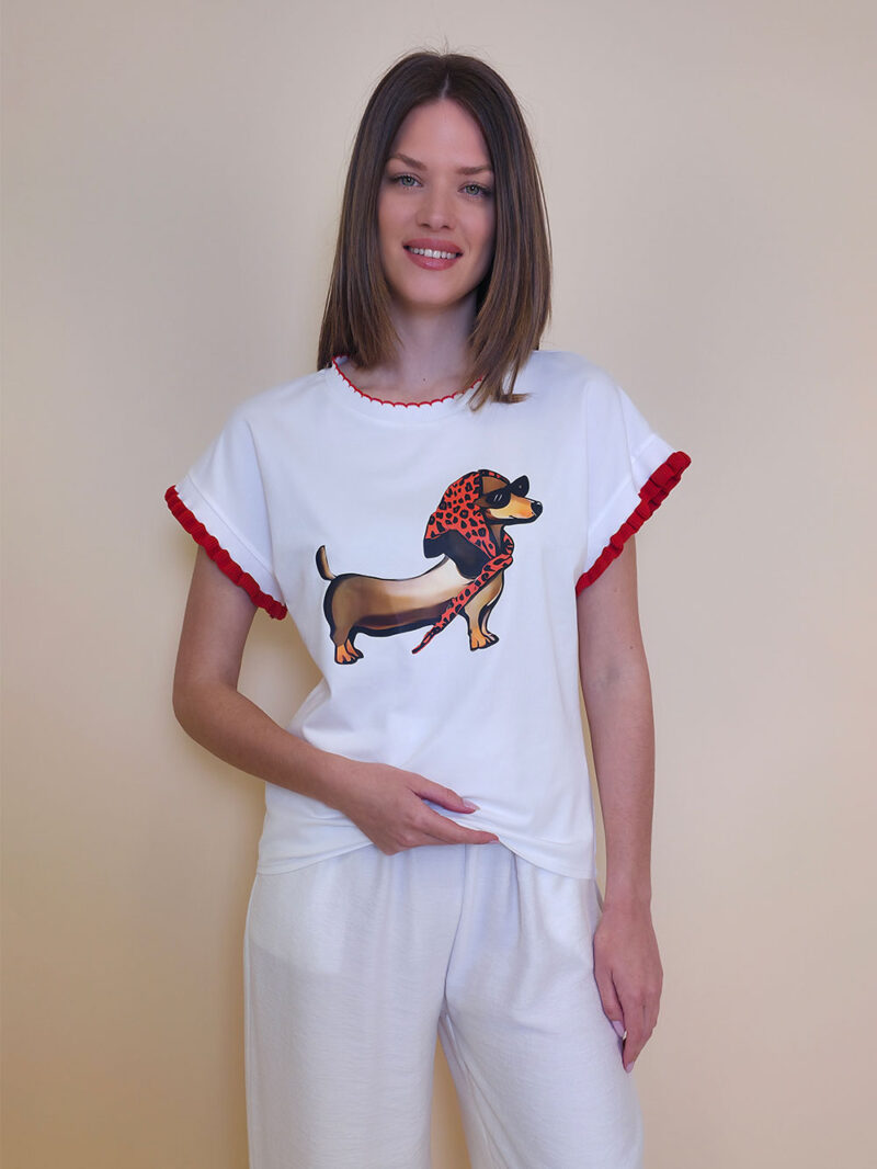 Majica 40 Fancy Doggy - cotton print - red