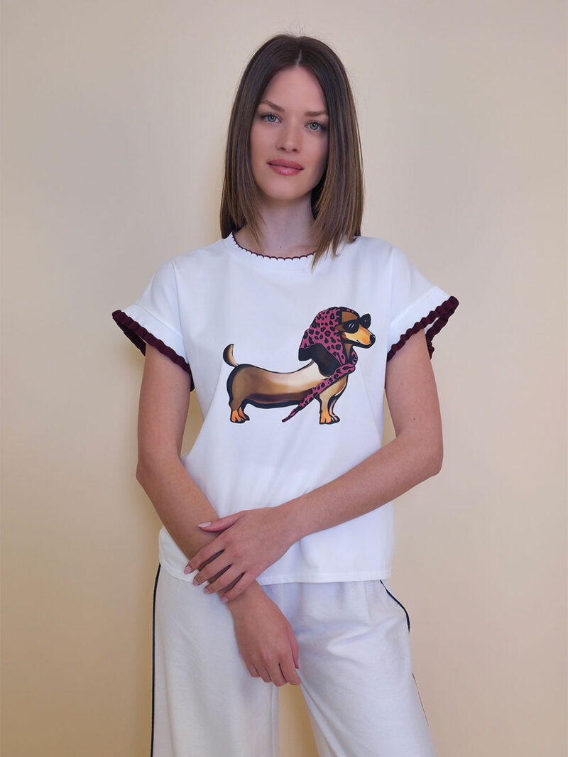 Majica 40 Fancy Doggy - cotton print - burgundy
