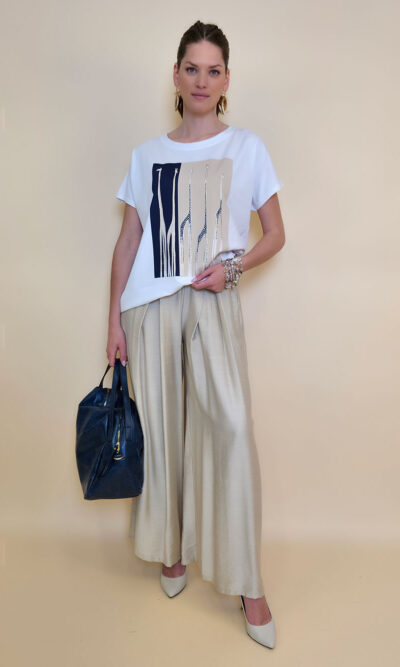 Majica 28 Noroo - cotton white -  Giraffes navy