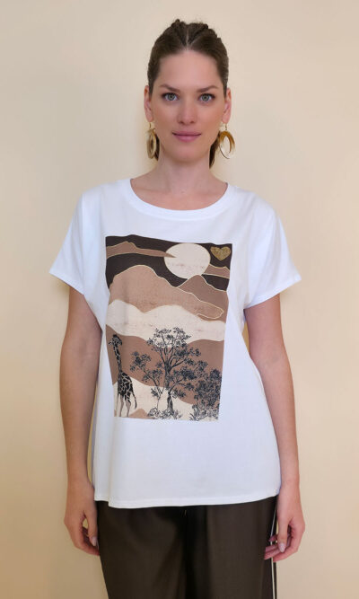 Majica 28 Noroo - cotton white - Savana brown