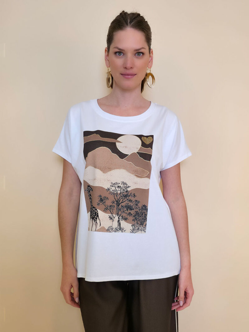 Majica 28 Noroo - cotton white - Savana brown