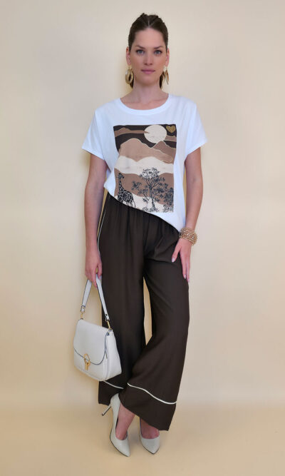 Majica 28 Noroo - cotton white - Savana brown