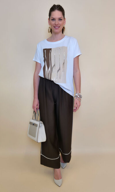 Majica 28 Noroo - cotton white -  Giraffes brown