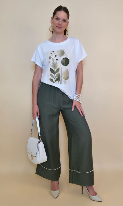 Majica 28 Noroo - cotton white - Olive Leaves military
